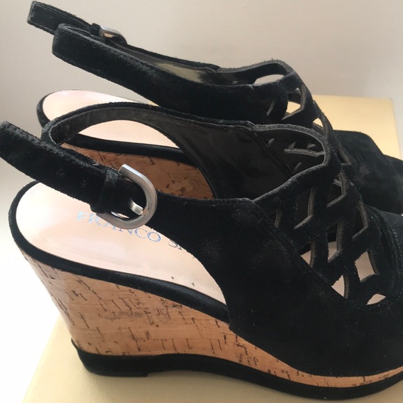 FANCO SARTO SASHA WEDGE, BLACK SUEDE, SZ 7 - Picture 6 of 7